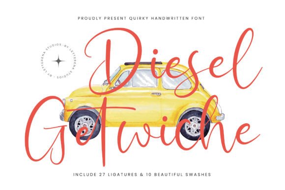 Diesel Getwiche Font Review: A Quirky Script for Bold Brands